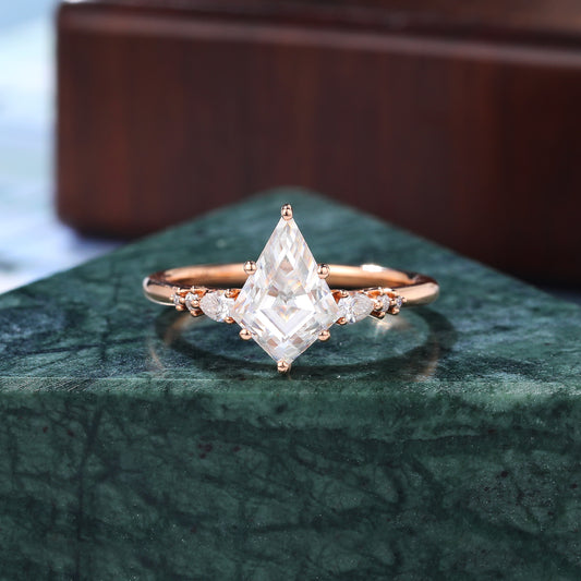 1.4ct Kite cut Lab-grown Diamond rose gold engagement ring, anniversary gift S925/10K14/18k yellow gold white gold