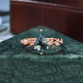 Kite cut Moss Agate engagement ring 925silver/10k/14k/18k gold