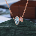 Marquise cut Aquamarine rose gold Pendant Necklace ,18 inches Marquise cut Morganite Pendant Necklace