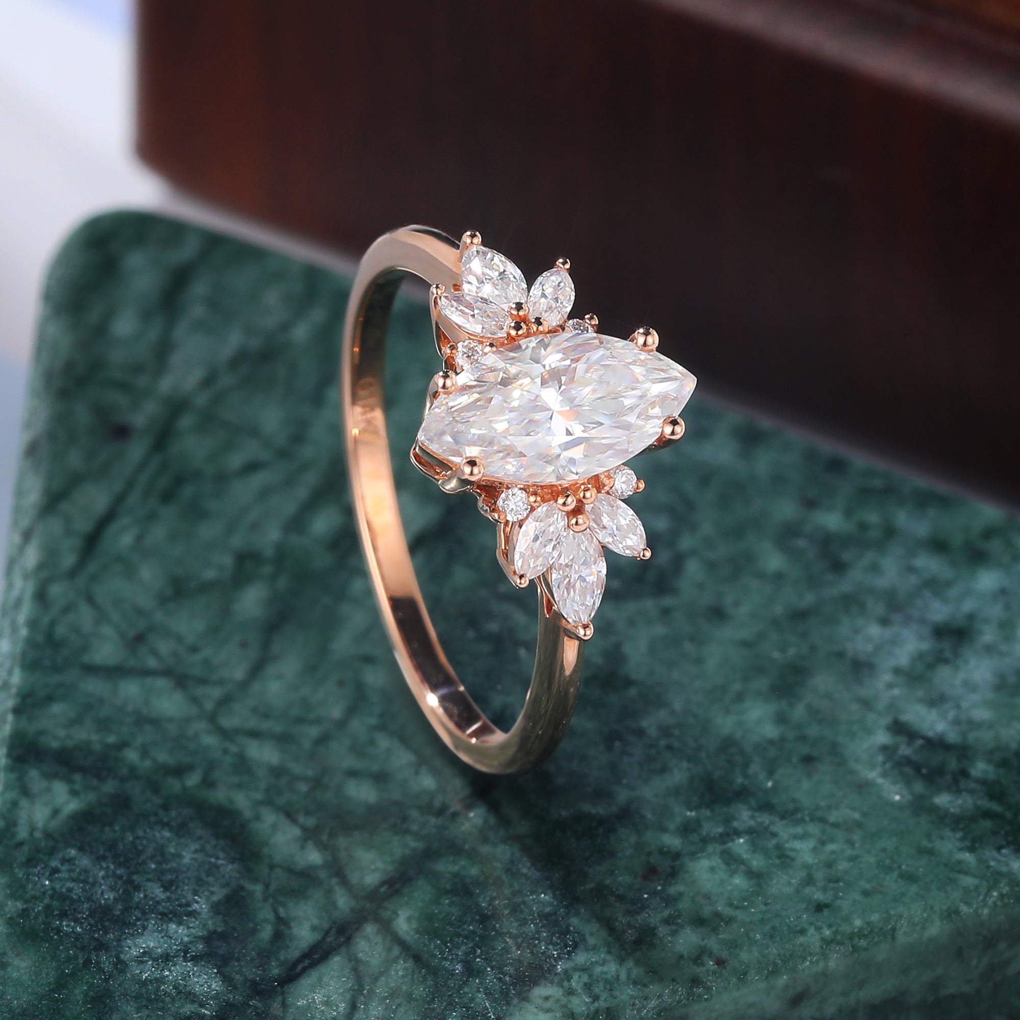 1.0CT Marquise cut Lab grown diamond rose gold engagement Ring.