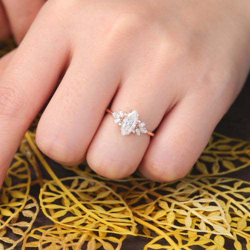 1.0CT Marquise cut Lab grown diamond rose gold engagement Ring.