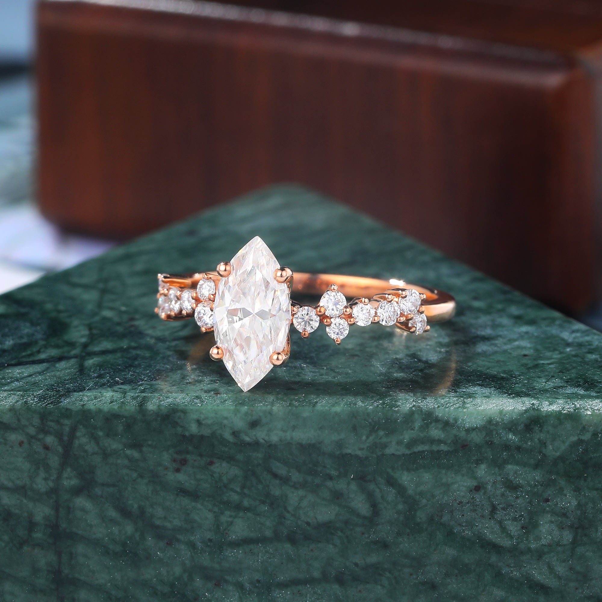 1.0CT Marquise cut Lab grown diamond rose gold engagement Ring.