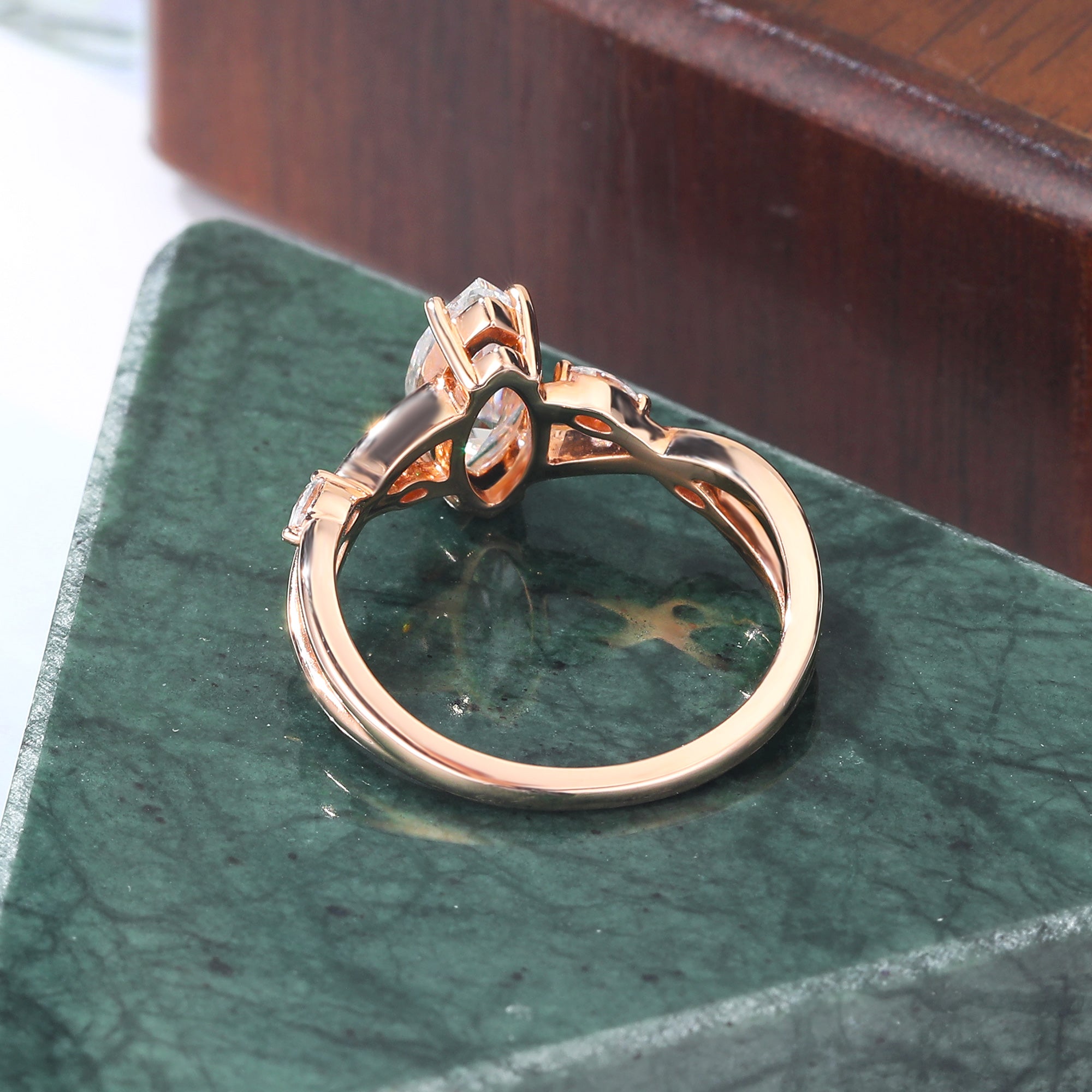 1.0CT Marquise cut Lab grown diamond rose gold engagement Ring.