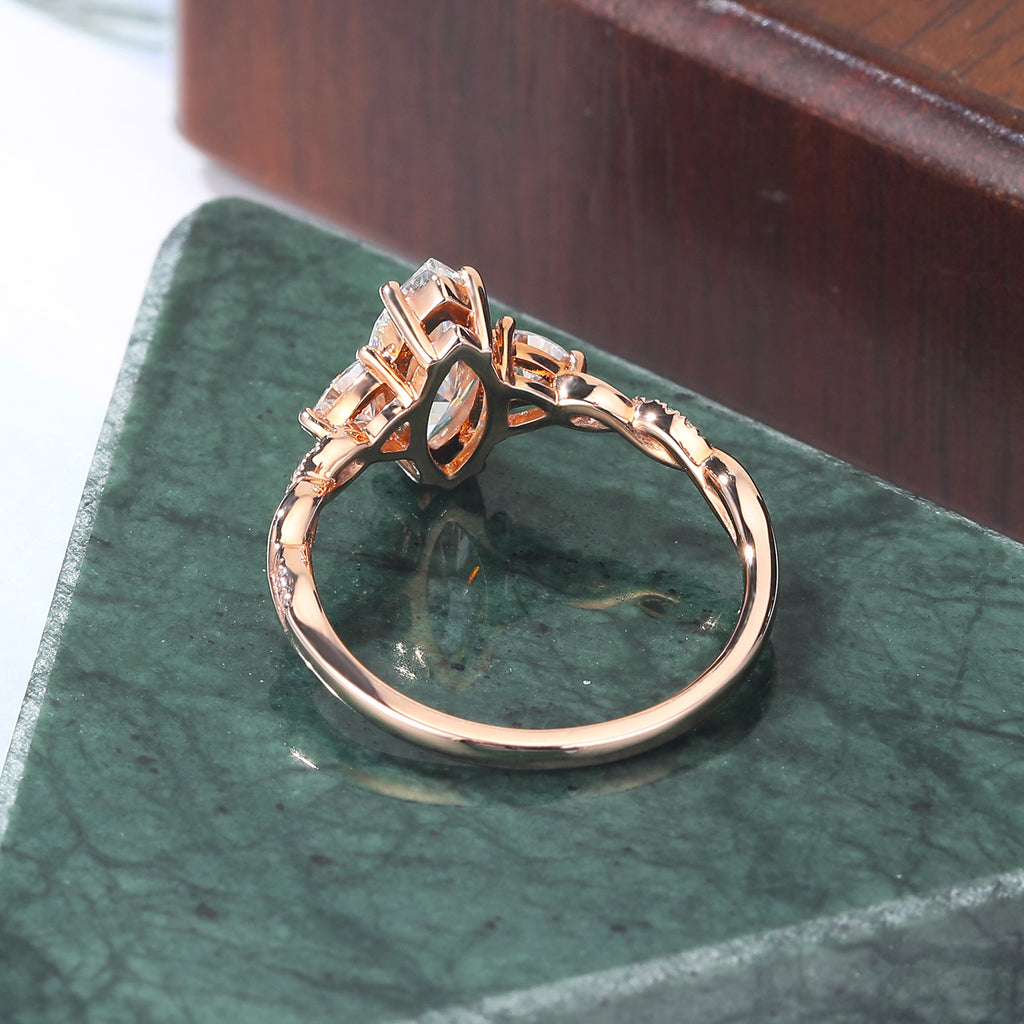 1.0CT Marquise cut Lab grown diamond rose gold engagement Ring.