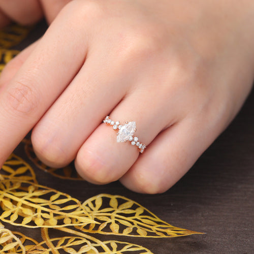 1.0CT Marquise cut Lab grown diamond rose gold engagement Ring.
