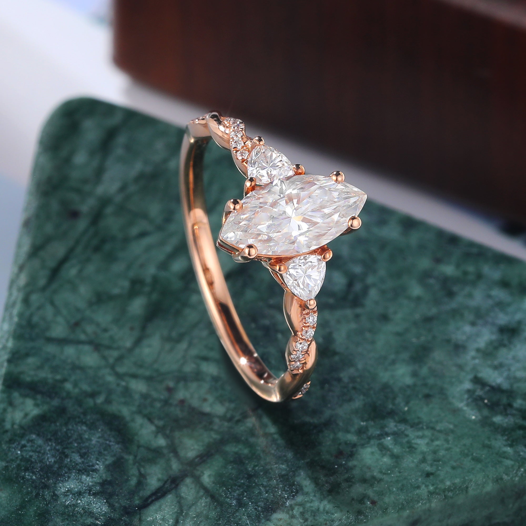 Marquise cut moissanite rose gold engagement Ring