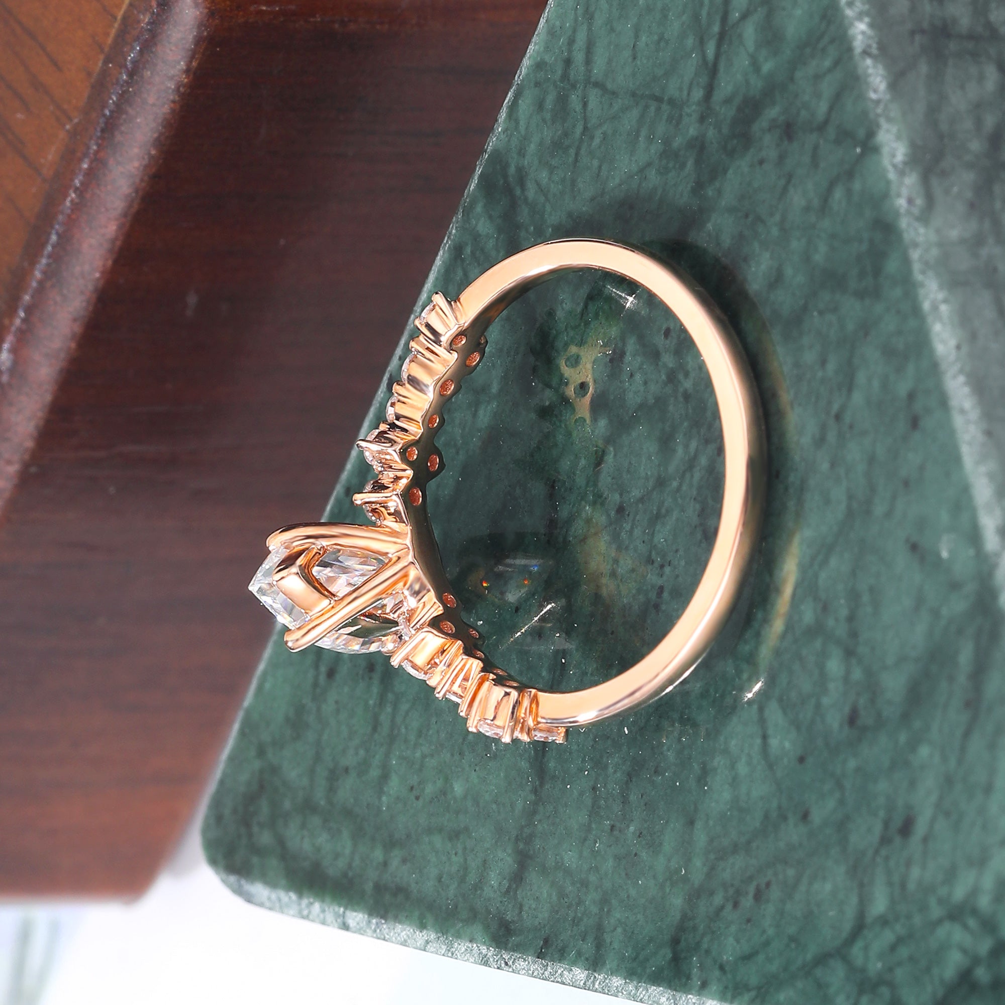 1.0CT Marquise cut moissanite rose gold engagement Ring.