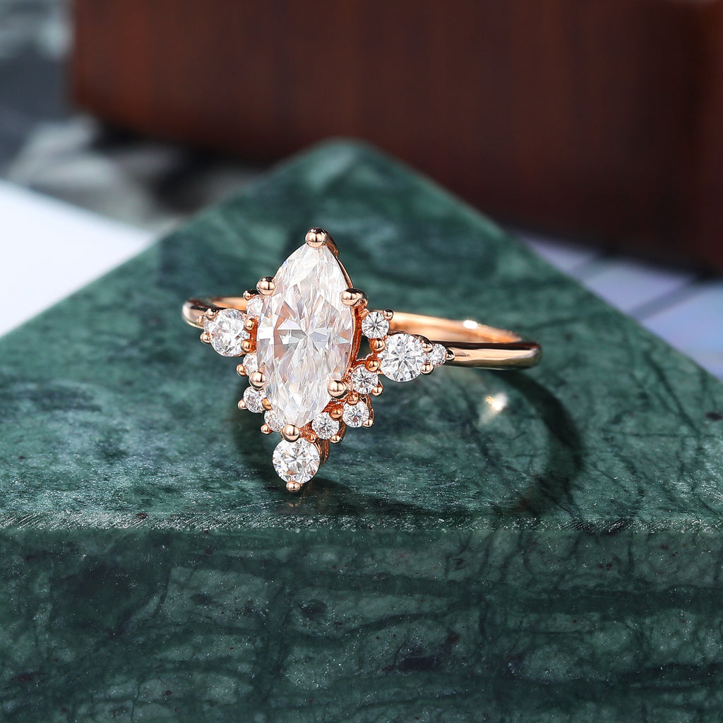 1.0ct Marquise cut moissanite rose gold engagement Ring.