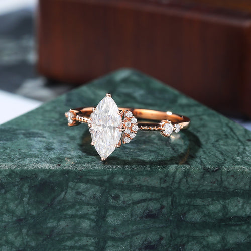 1.0ct Marquise cut moissanite rose gold engagement Ring.