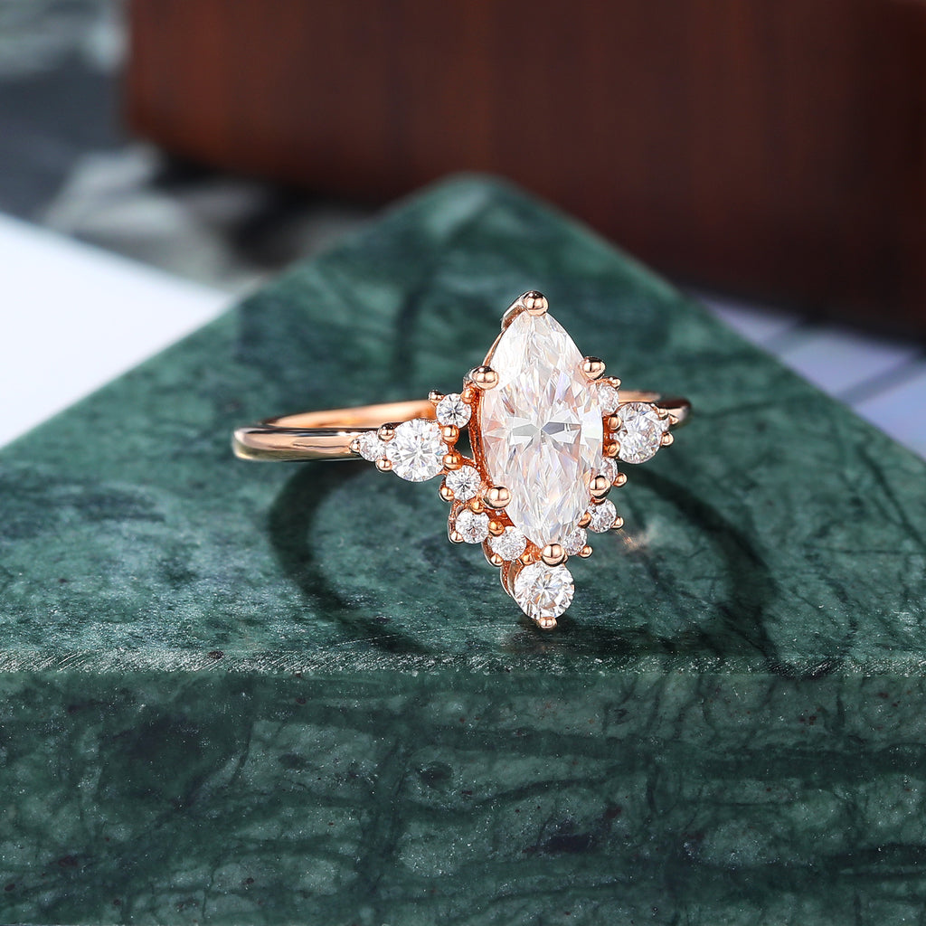 1.0ct Marquise cut moissanite rose gold engagement Ring.