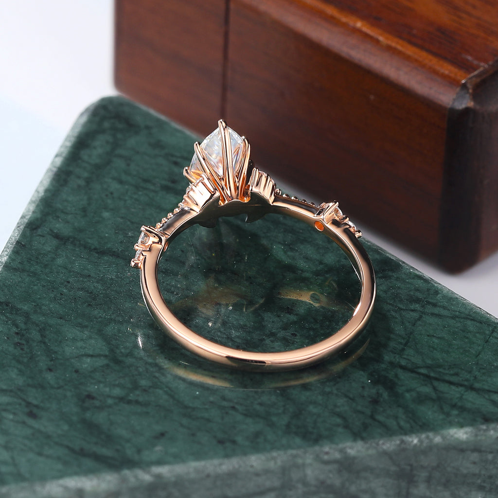 1.0ct Marquise cut moissanite rose gold engagement Ring.
