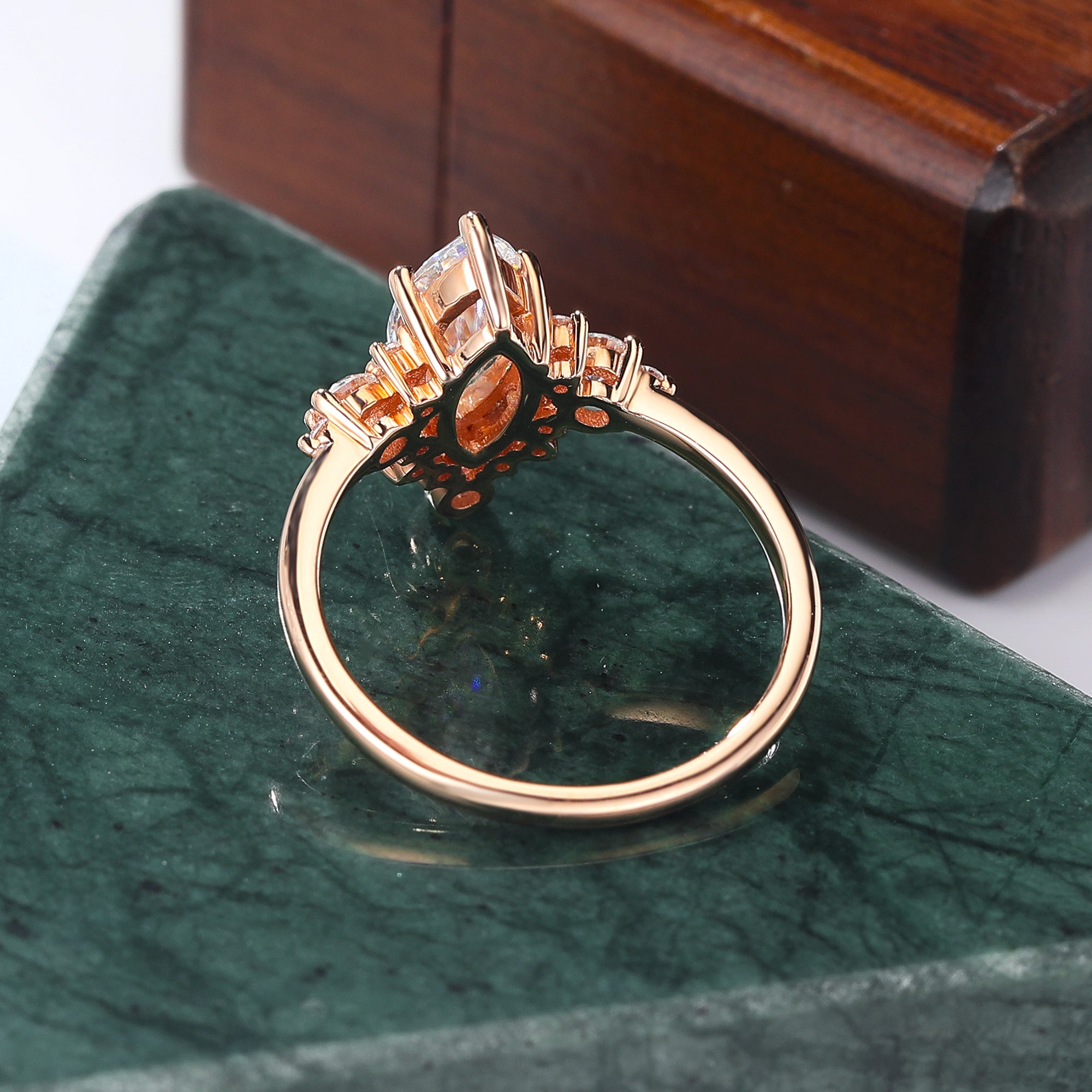 1.0ct Marquise cut moissanite rose gold engagement Ring.