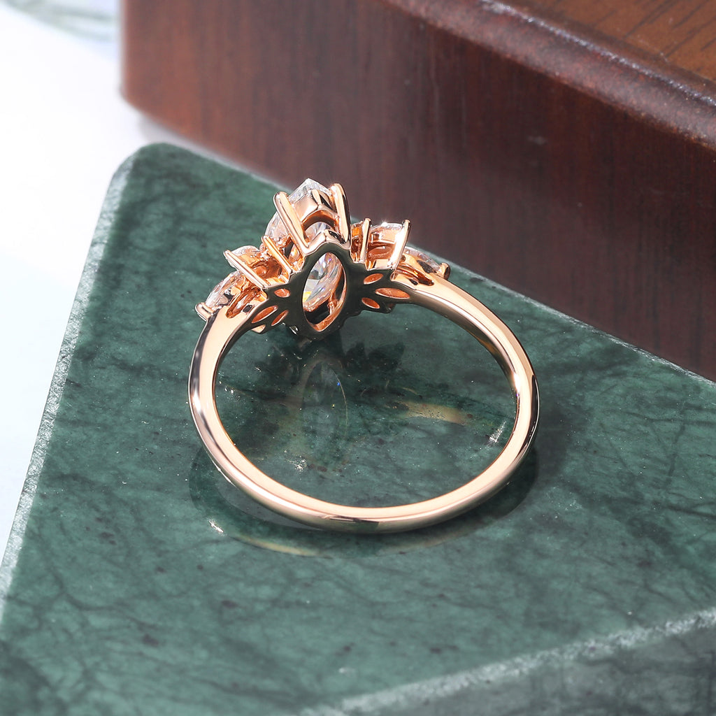 Marquise cut moissanite rose gold engagement Ring. S925/10k/14k/18k