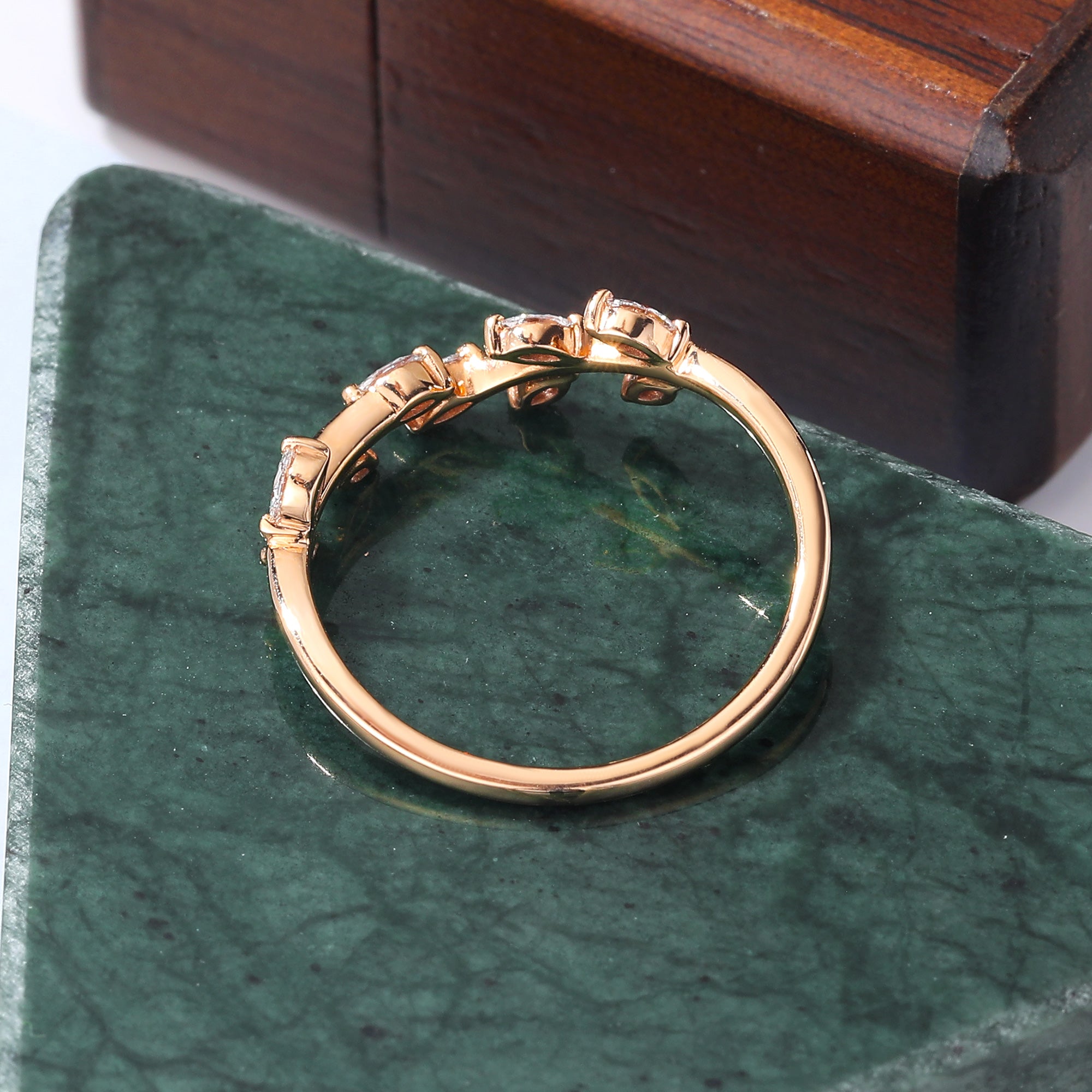 Marquise cut Diamond wedding band. vintage rose gold ring unique  anniversary promise bridal ring.