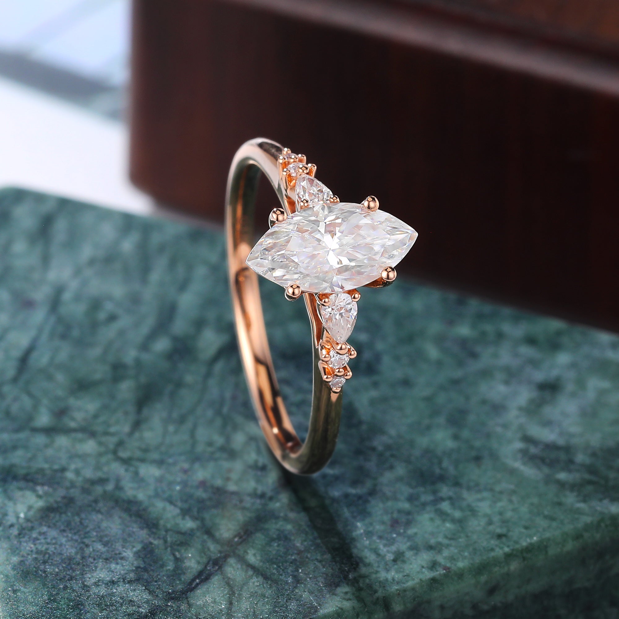 Marquise cut Lab-grown Diamond engagement ring  S925/10K/14/18K gold