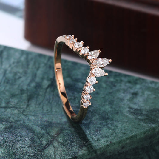 Art deco Lab-grown Diamond engagement ring vintage rose gold ring unique  prong set anniversary promise bridal ring