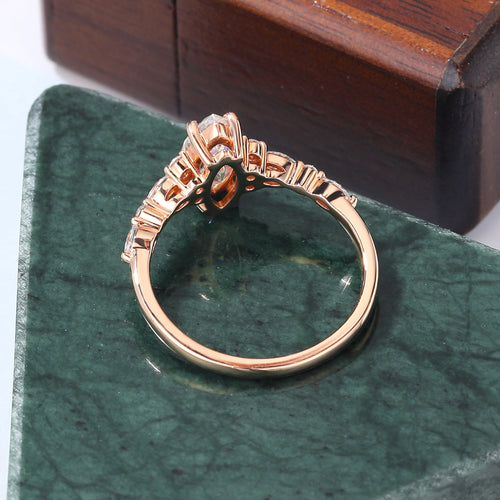 1.0ct Marquise cut Lab-grown Diamond engagement ring vintage rose gold ring unique moissanite ring prong set anniversary promise bridal ring