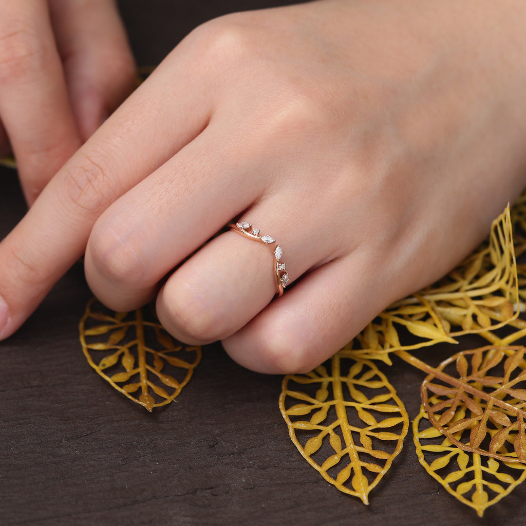 Marquise cut Diamond engagement ring vintage rose gold ring  unique  prong set anniversary promise bridal ring