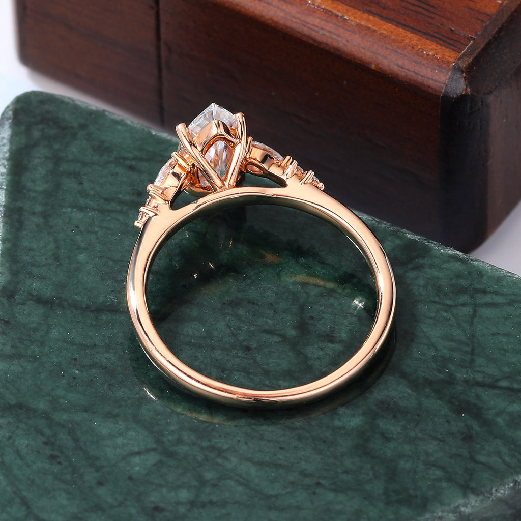 Marquise cut Lab-grown Diamond engagement ring  S925/10K/14/18K gold