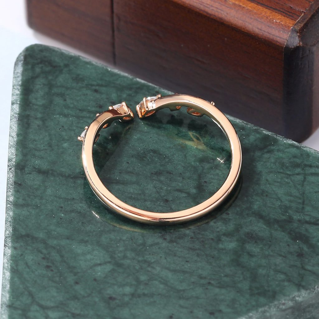 Marquise cut Diamond engagement ring vintage rose gold ring  unique  prong set anniversary promise bridal ring