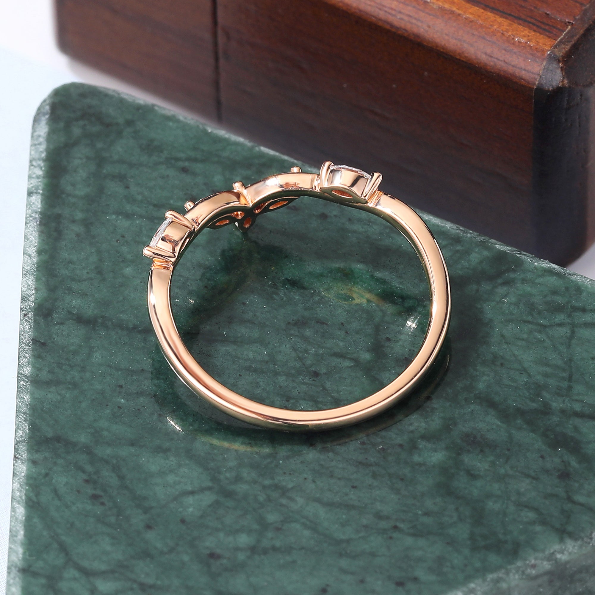 Art deco Lab-grown Diamond engagement ring vintage rose gold ring unique prong set anniversary promise bridal ring .10k/14k/18k gold