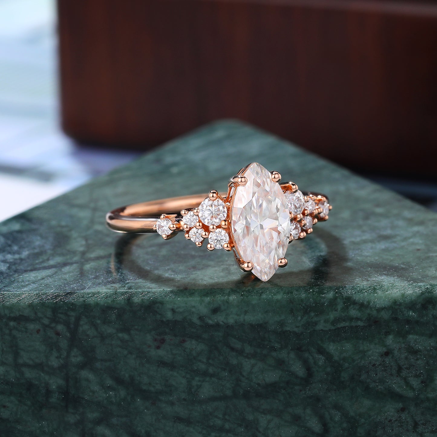 1.0ct Marquise cut Lab-grown Diamond rose gold engagement ring, vintage yellow/white gold ring 10k/14k/18k gold ring ,Anniversary Gift