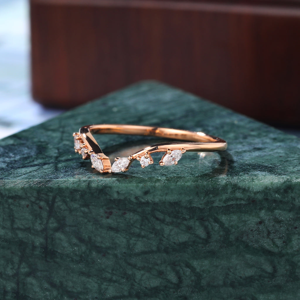 Marquise cut Diamond engagement ring vintage rose gold ring  unique  prong set anniversary promise bridal ring