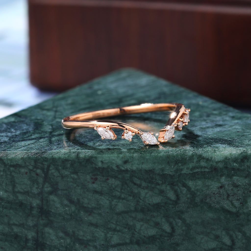 Marquise cut Diamond engagement ring vintage rose gold ring  unique  prong set anniversary promise bridal ring