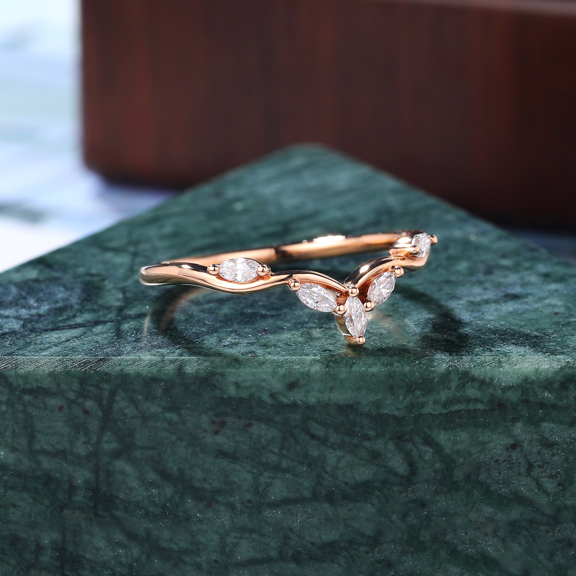 Art deco Lab-grown Diamond engagement ring vintage rose gold ring unique prong set anniversary promise bridal ring .10k/14k/18k gold