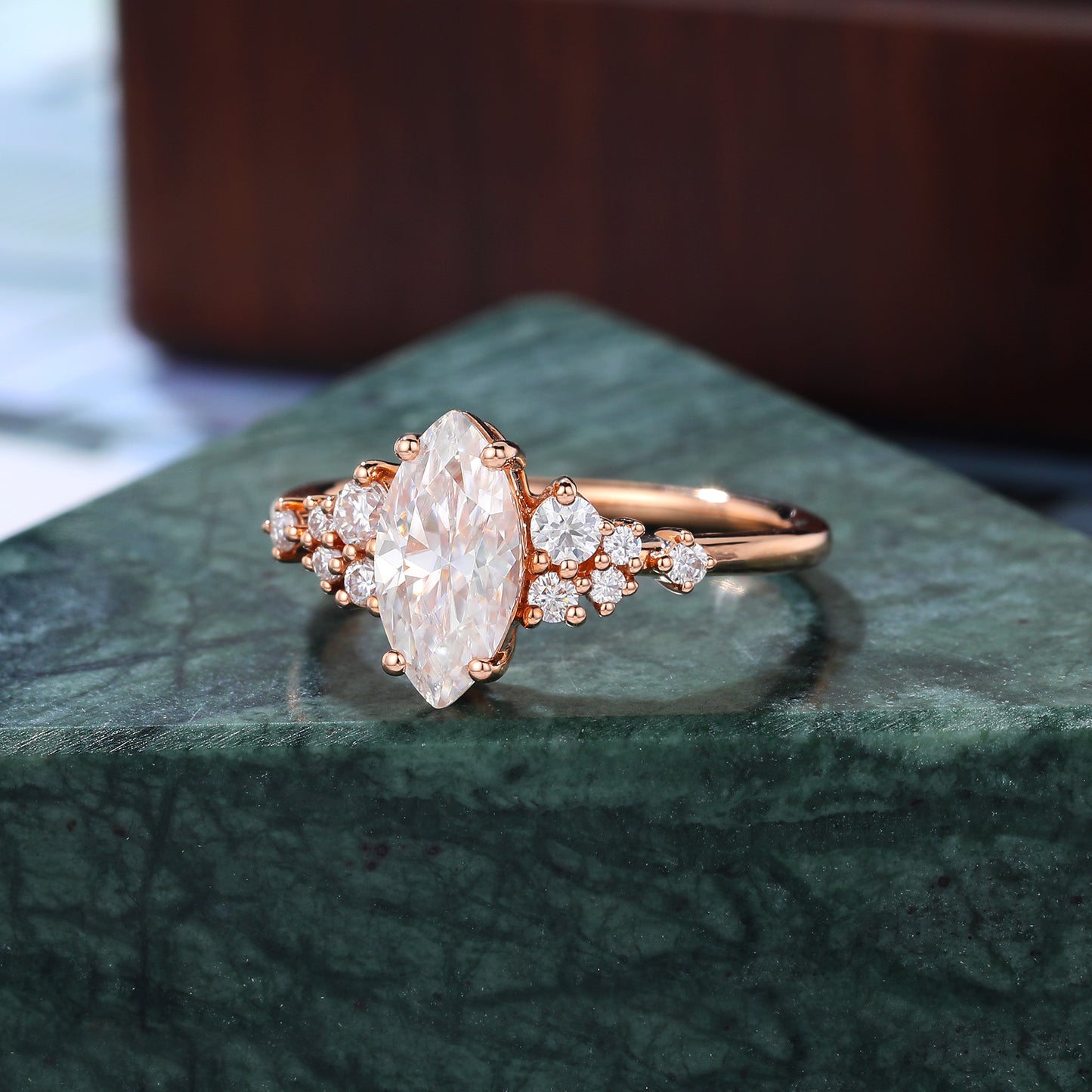 1.0ct Marquise cut Lab-grown Diamond rose gold engagement ring, vintage yellow/white gold ring 10k/14k/18k gold ring ,Anniversary Gift