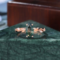 Marquise cut Moss Agate engagement ring 925silver/10k/14k/18k gold , unique moissanite Bridal ring