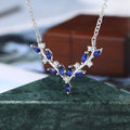 Marquise cut Lab Sapphire white gold Pendant Necklace ,18 inches round cut moissanite Pendant Necklace