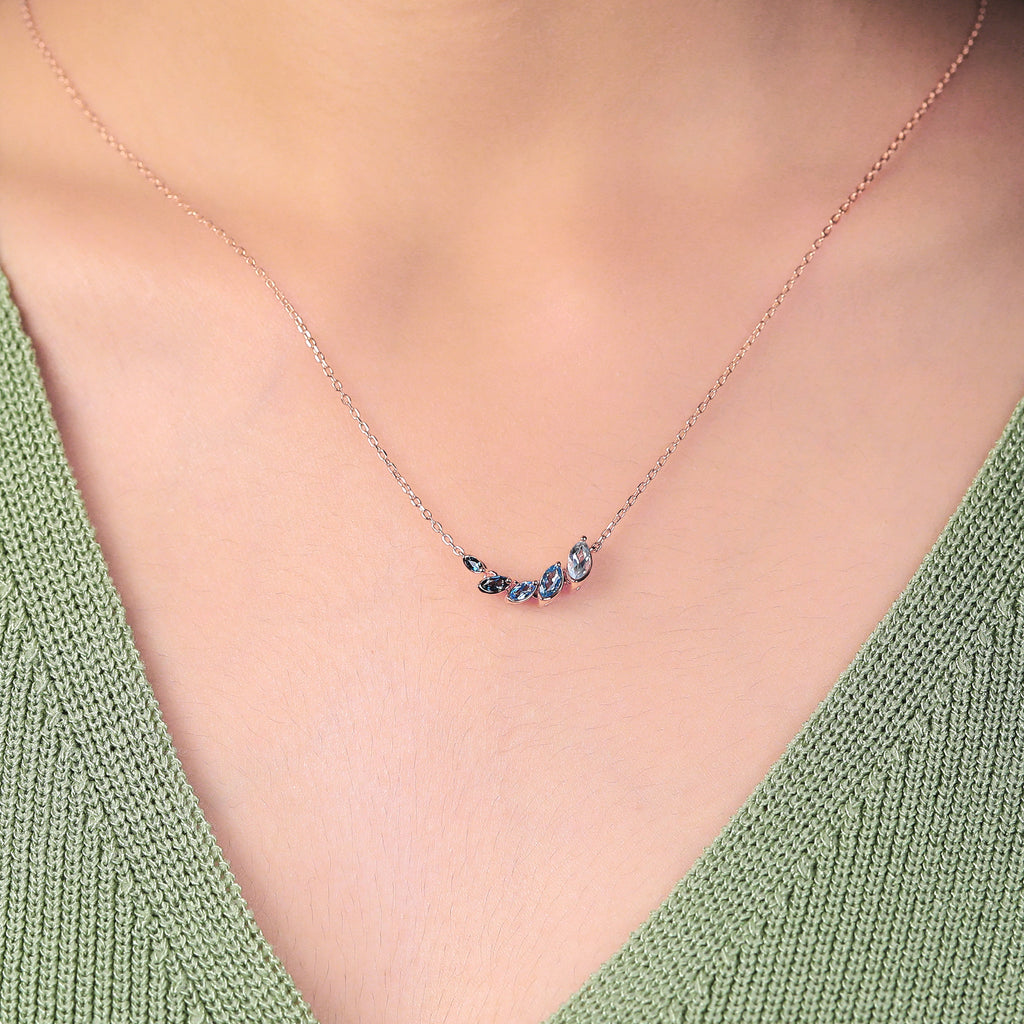 Marquise cut London blue Topaz rose gold Pendant Necklace ,18 inches Sky blue Topaz Swiss Blue Topaz Pendant Necklace for women