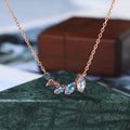 Marquise cut London blue Topaz rose gold Pendant Necklace ,18 inches Sky blue Topaz Swiss Blue Topaz Pendant Necklace for women
