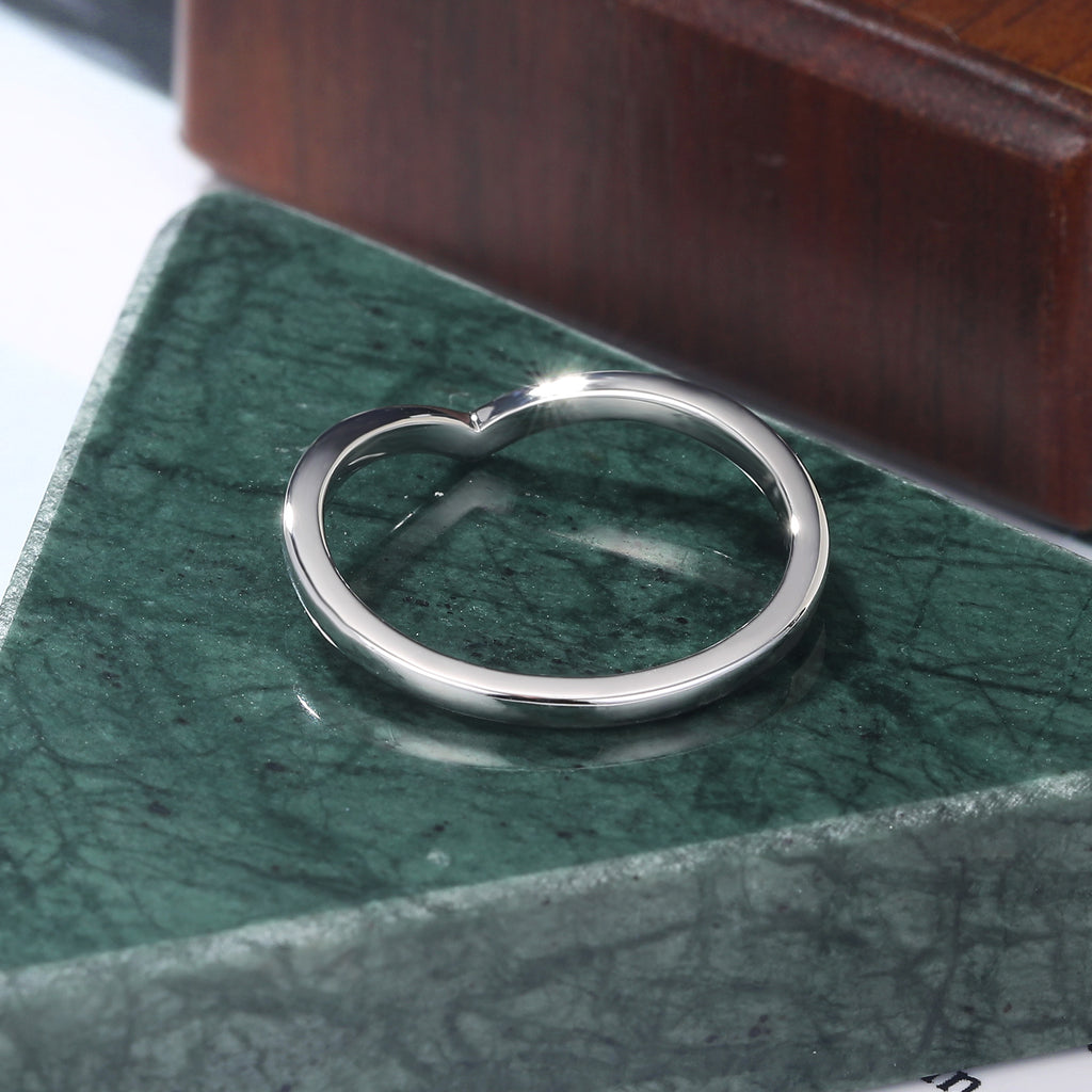 Curved white gold  wedding band. S925/10k/14k/18k gold.  rose gold/white gold/yellow gold ring.